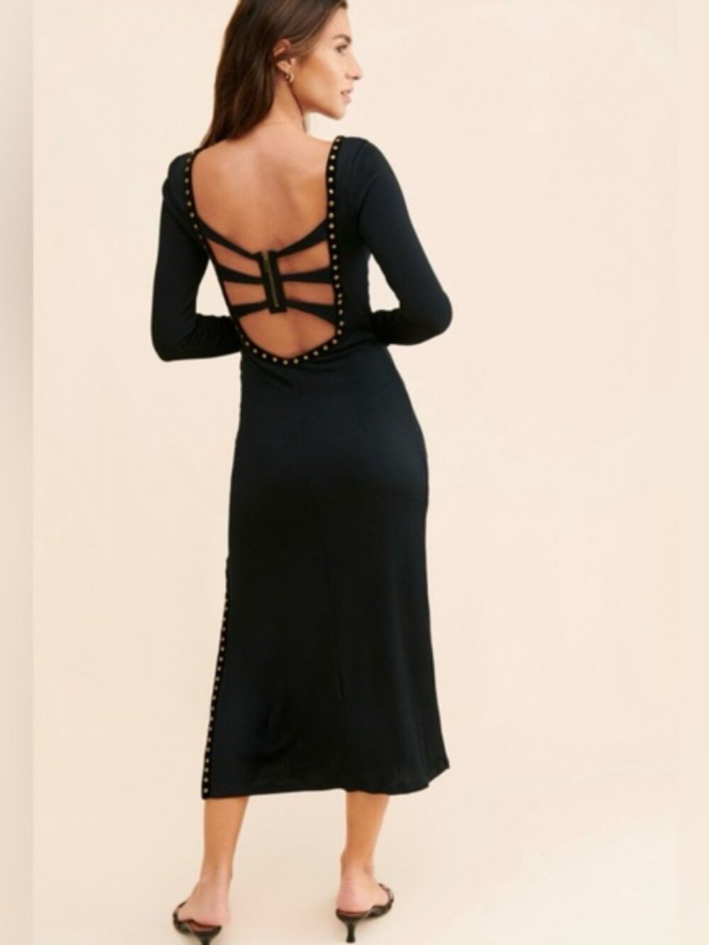 Free People Black Hardware Midi Dress
